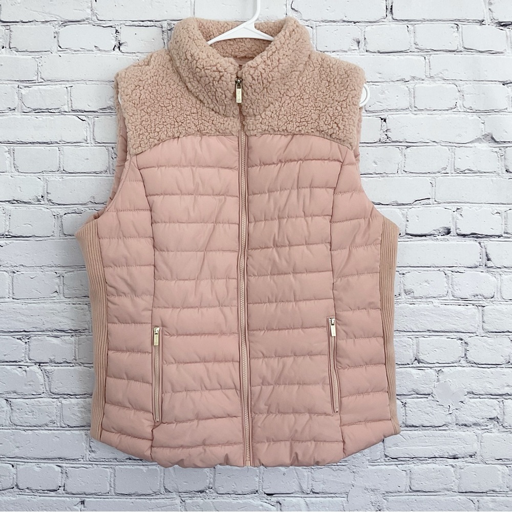 Calvin Klein Blush Pink Quilted Sherpa Vest